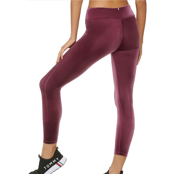 TOMMY HILFIGER Women's Velvet Active Leggings XS Purple High Waisted NWT - Picture 4 of 16